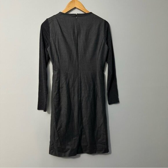 Max Mara Virgin Wool Midi Dress Gray Draped Italy Size 8 Quiet Luxury - Picture 3 of 15